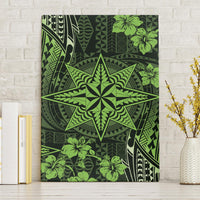 Vintage Tonga Tribal Ngatu Pattern Canvas Wall Art With Pacific Floral Lime Green Art LT9 Without Frame Lime Green - Polynesian Pride