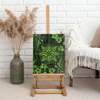 Vintage Tonga Tribal Ngatu Pattern Canvas Wall Art With Pacific Floral Lime Green Art LT9 - Polynesian Pride