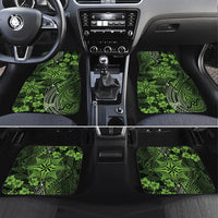 Vintage Tonga Tribal Ngatu Pattern Car Mats With Pacific Floral Lime Green Art LT9 Set 4pcs Lime Green - Polynesian Pride