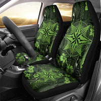 Vintage Tonga Tribal Ngatu Pattern Car Seat Cover With Pacific Floral Lime Green Art LT9 - Polynesian Pride