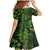 Vintage Tonga Tribal Ngatu Pattern Family Matching Mermaid Dress and Hawaiian Shirt With Pacific Floral Lime Green Art