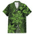 Vintage Tonga Tribal Ngatu Pattern Family Matching Mermaid Dress and Hawaiian Shirt With Pacific Floral Lime Green Art