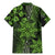 Vintage Tonga Tribal Ngatu Pattern Family Matching Mermaid Dress and Hawaiian Shirt With Pacific Floral Lime Green Art