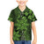 Vintage Tonga Tribal Ngatu Pattern Family Matching Mermaid Dress and Hawaiian Shirt With Pacific Floral Lime Green Art