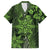 Vintage Tonga Tribal Ngatu Pattern Family Matching Puletasi and Hawaiian Shirt With Pacific Floral Lime Green Art