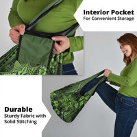 Vintage Tonga Tribal Ngatu Pattern Grocery Bag With Pacific Floral Lime Green Art LT9 - Polynesian Pride