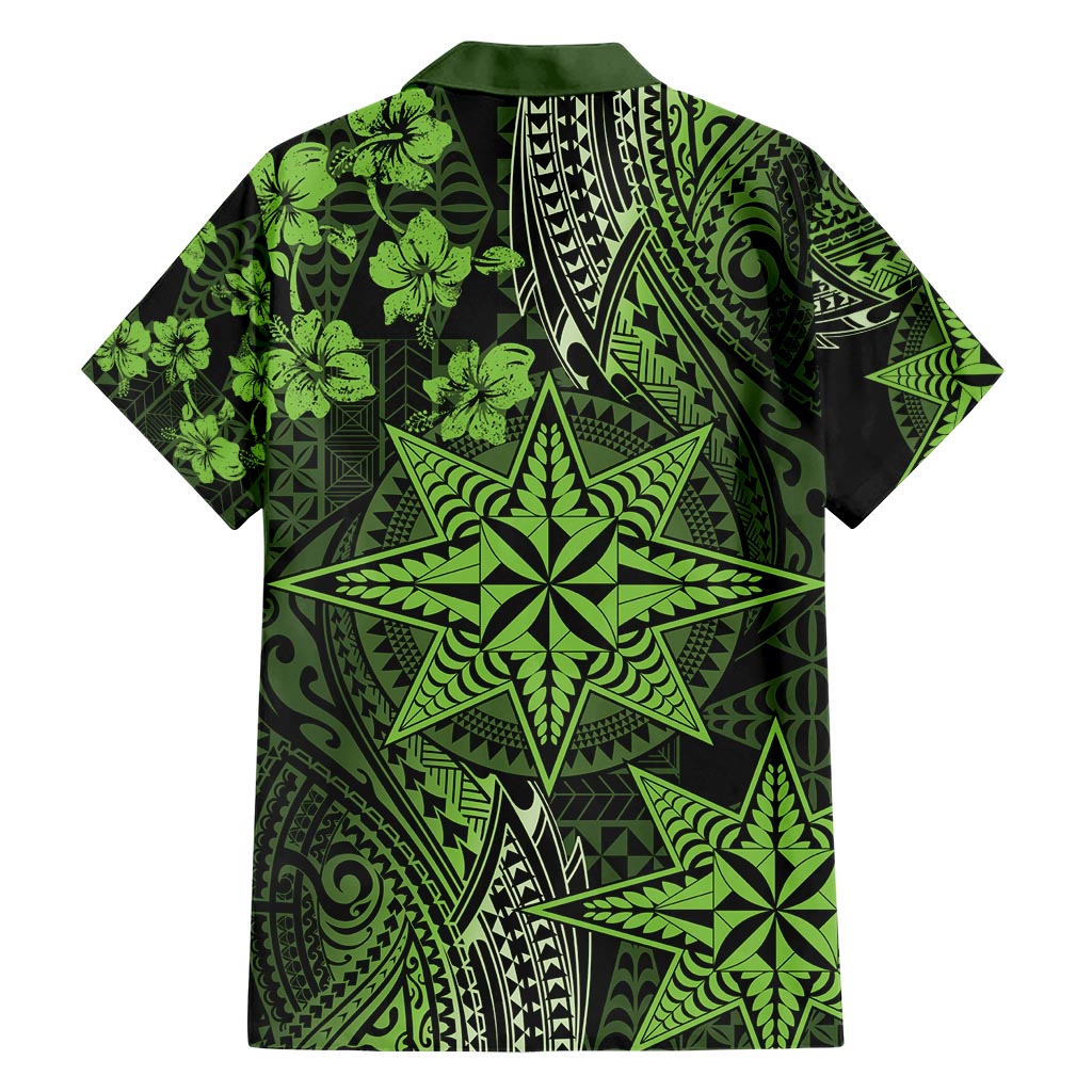 Vintage Tonga Tribal Ngatu Pattern Hawaiian Shirt With Pacific Floral Lime Green Art LT9 - Polynesian Pride