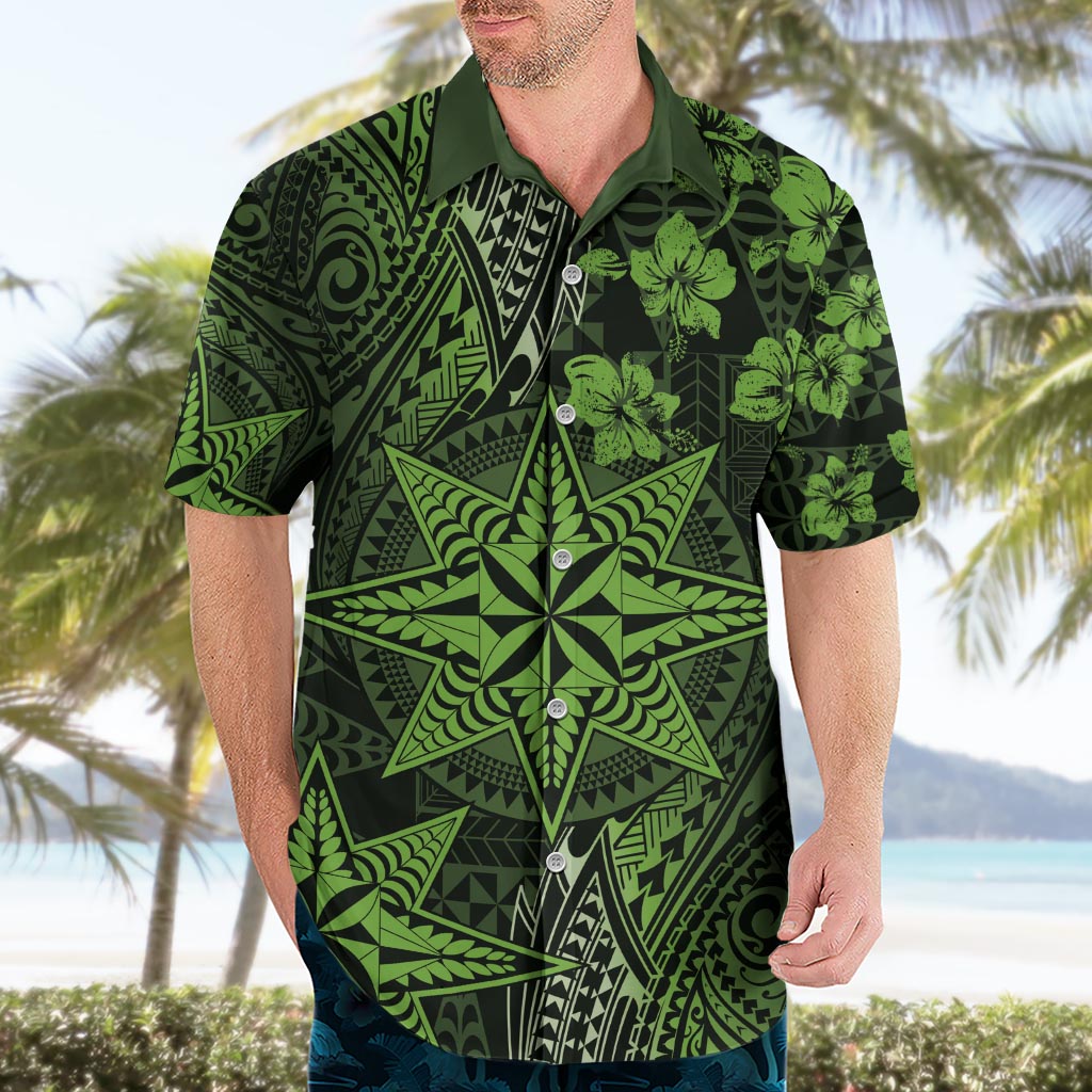 Vintage Tonga Tribal Ngatu Pattern Hawaiian Shirt With Pacific Floral Lime Green Art LT9 - Polynesian Pride