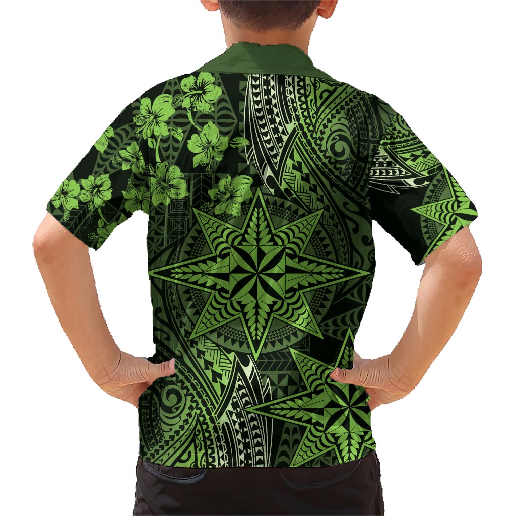 Vintage Tonga Tribal Ngatu Pattern Hawaiian Shirt With Pacific Floral Lime Green Art LT9 - Polynesian Pride