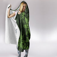 Vintage Tonga Tribal Ngatu Pattern Hooded Blanket With Pacific Floral Lime Green Art LT9 - Polynesian Pride
