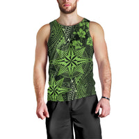 Vintage Tonga Tribal Ngatu Pattern Men Tank Top With Pacific Floral Lime Green Art LT9 - Polynesian Pride