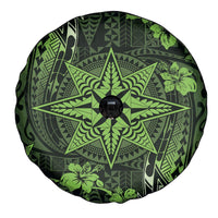 Vintage Tonga Tribal Ngatu Pattern Spare Tire Cover With Pacific Floral Lime Green Art LT9 - Polynesian Pride