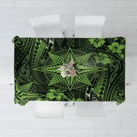 Vintage Tonga Tribal Ngatu Pattern Tablecloth With Pacific Floral Lime Green Art LT9 Lime Green - Polynesian Pride
