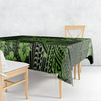 Vintage Tonga Tribal Ngatu Pattern Tablecloth With Pacific Floral Lime Green Art LT9 - Polynesian Pride