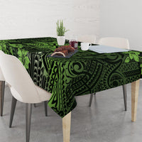 Vintage Tonga Tribal Ngatu Pattern Tablecloth With Pacific Floral Lime Green Art LT9 - Polynesian Pride