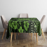 Vintage Tonga Tribal Ngatu Pattern Tablecloth With Pacific Floral Lime Green Art LT9 - Polynesian Pride