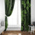 Vintage Tonga Tribal Ngatu Pattern Window Curtain With Pacific Floral Lime Green Art