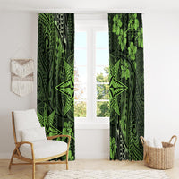 Vintage Tonga Tribal Ngatu Pattern Window Curtain With Pacific Floral Lime Green Art LT9 - Polynesian Pride