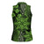 Vintage Tonga Tribal Ngatu Pattern Women Sleeveless Polo Shirt With Pacific Floral Lime Green Art