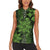 Vintage Tonga Tribal Ngatu Pattern Women Sleeveless Polo Shirt With Pacific Floral Lime Green Art