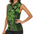 Vintage Tonga Tribal Ngatu Pattern Women Sleeveless Polo Shirt With Pacific Floral Lime Green Art