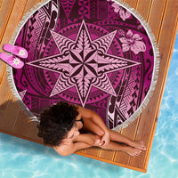 Vintage Tonga Tribal Ngatu Pattern Beach Blanket With Pacific Floral Pink Art LT9 - Polynesian Pride