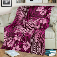 Vintage Tonga Tribal Ngatu Pattern Blanket With Pacific Floral Pink Art LT9 - Polynesian Pride