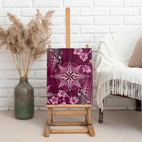 Vintage Tonga Tribal Ngatu Pattern Canvas Wall Art With Pacific Floral Pink Art LT9 - Polynesian Pride
