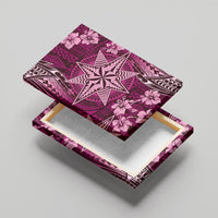 Vintage Tonga Tribal Ngatu Pattern Canvas Wall Art With Pacific Floral Pink Art LT9 - Polynesian Pride