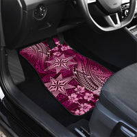 Vintage Tonga Tribal Ngatu Pattern Car Mats With Pacific Floral Pink Art LT9 - Polynesian Pride