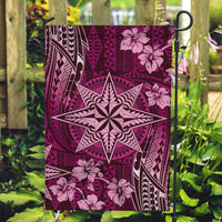 Vintage Tonga Tribal Ngatu Pattern Garden Flag With Pacific Floral Pink Art LT9 Garden Flag Pink - Polynesian Pride