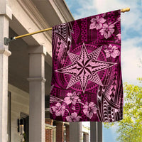 Vintage Tonga Tribal Ngatu Pattern Garden Flag With Pacific Floral Pink Art LT9 House Flag Pink - Polynesian Pride