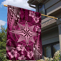 Vintage Tonga Tribal Ngatu Pattern Garden Flag With Pacific Floral Pink Art LT9 - Polynesian Pride