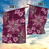 Vintage Tonga Tribal Ngatu Pattern Garden Flag With Pacific Floral Pink Art LT9 - Polynesian Pride