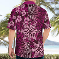 Vintage Tonga Tribal Ngatu Pattern Hawaiian Shirt With Pacific Floral Pink Art LT9 - Polynesian Pride