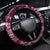 Vintage Tonga Tribal Ngatu Pattern Steering Wheel Cover With Pacific Floral Pink Art