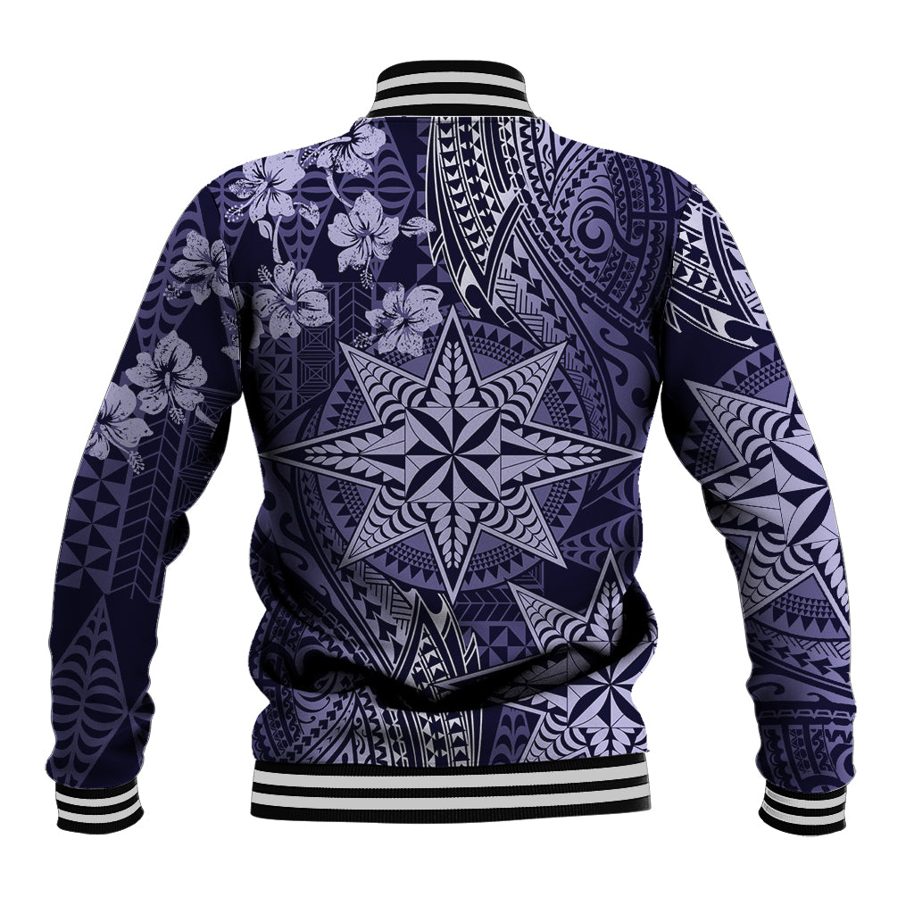 Vintage Tonga Tribal Ngatu Pattern Baseball Jacket With Pacific Floral Pink Art LT9 - Polynesian Pride