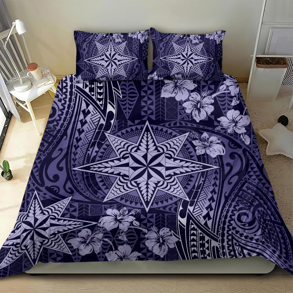 Vintage Tonga Tribal Ngatu Pattern Bedding Set With Pacific Floral Pink Art LT9 - Polynesian Pride
