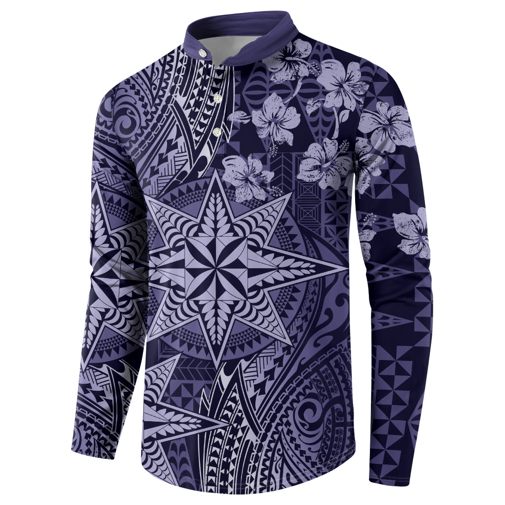 Vintage Tonga Tribal Ngatu Pattern Button Sweatshirt With Pacific Floral Pink Art LT9 - Polynesian Pride