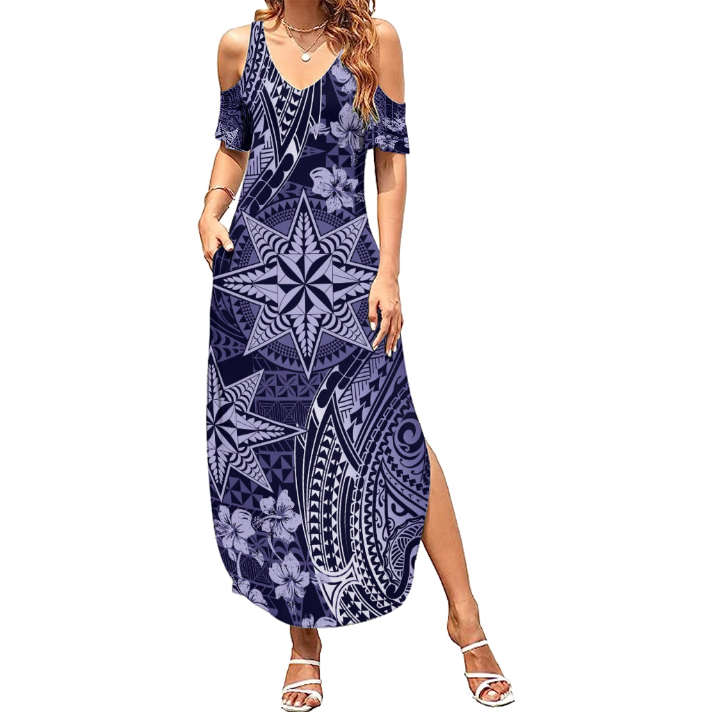 Vintage Tonga Tribal Ngatu Pattern Family Matching Summer Maxi Dress and Hawaiian Shirt With Pacific Floral Pink Art