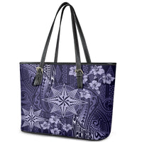 Vintage Tonga Tribal Ngatu Pattern Leather Tote Bag With Pacific Floral Pink Art LT9 - Polynesian Pride