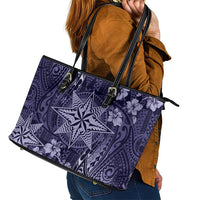 Vintage Tonga Tribal Ngatu Pattern Leather Tote Bag With Pacific Floral Pink Art LT9 - Polynesian Pride