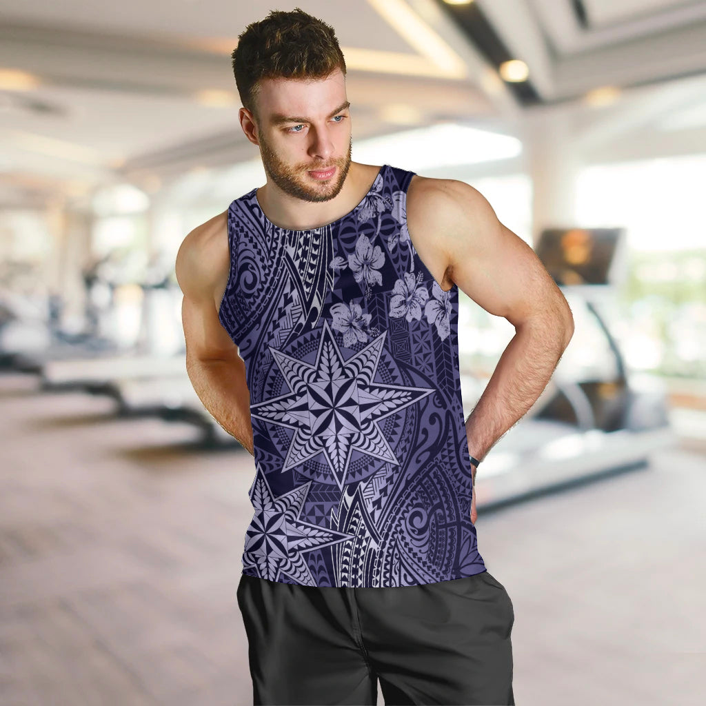 Vintage Tonga Tribal Ngatu Pattern Men Tank Top With Pacific Floral Pink Art LT9 Pink - Polynesian Pride
