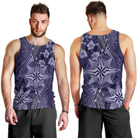 Vintage Tonga Tribal Ngatu Pattern Men Tank Top With Pacific Floral Pink Art LT9 - Polynesian Pride