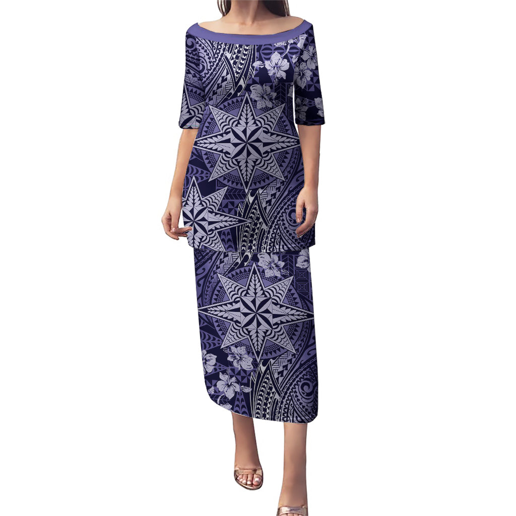 Vintage Tonga Tribal Ngatu Pattern Puletasi With Pacific Floral Pink Art LT9 Long Dress Pink - Polynesian Pride