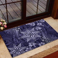 Vintage Tonga Tribal Ngatu Pattern Rubber Doormat With Pacific Floral Pink Art LT9 - Polynesian Pride