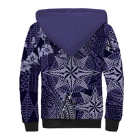 Vintage Tonga Tribal Ngatu Pattern Sherpa Hoodie With Pacific Floral Pink Art LT9 - Polynesian Pride