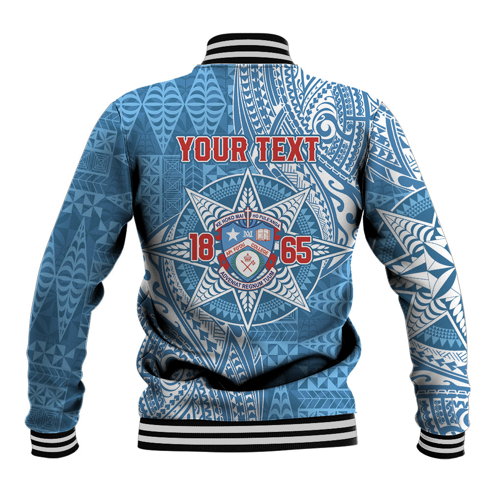 Personalised Tonga Apifo'ou College Baseball Jacket Since 1865 Special Kupesi Pattern LT9 - Polynesian Pride