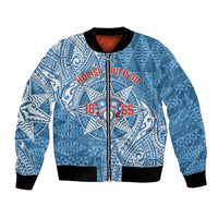 Personalised Tonga Apifo'ou College Bomber Jacket Since 1865 Special Kupesi Pattern LT9 Unisex Blue - Polynesian Pride