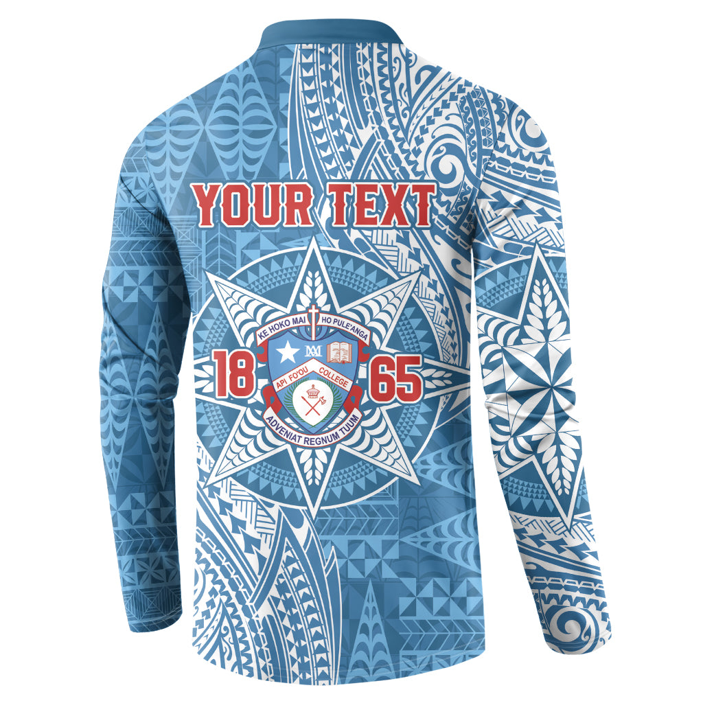 Personalised Tonga Apifo'ou College Button Sweatshirt Since 1865 Special Kupesi Pattern LT9 - Polynesian Pride